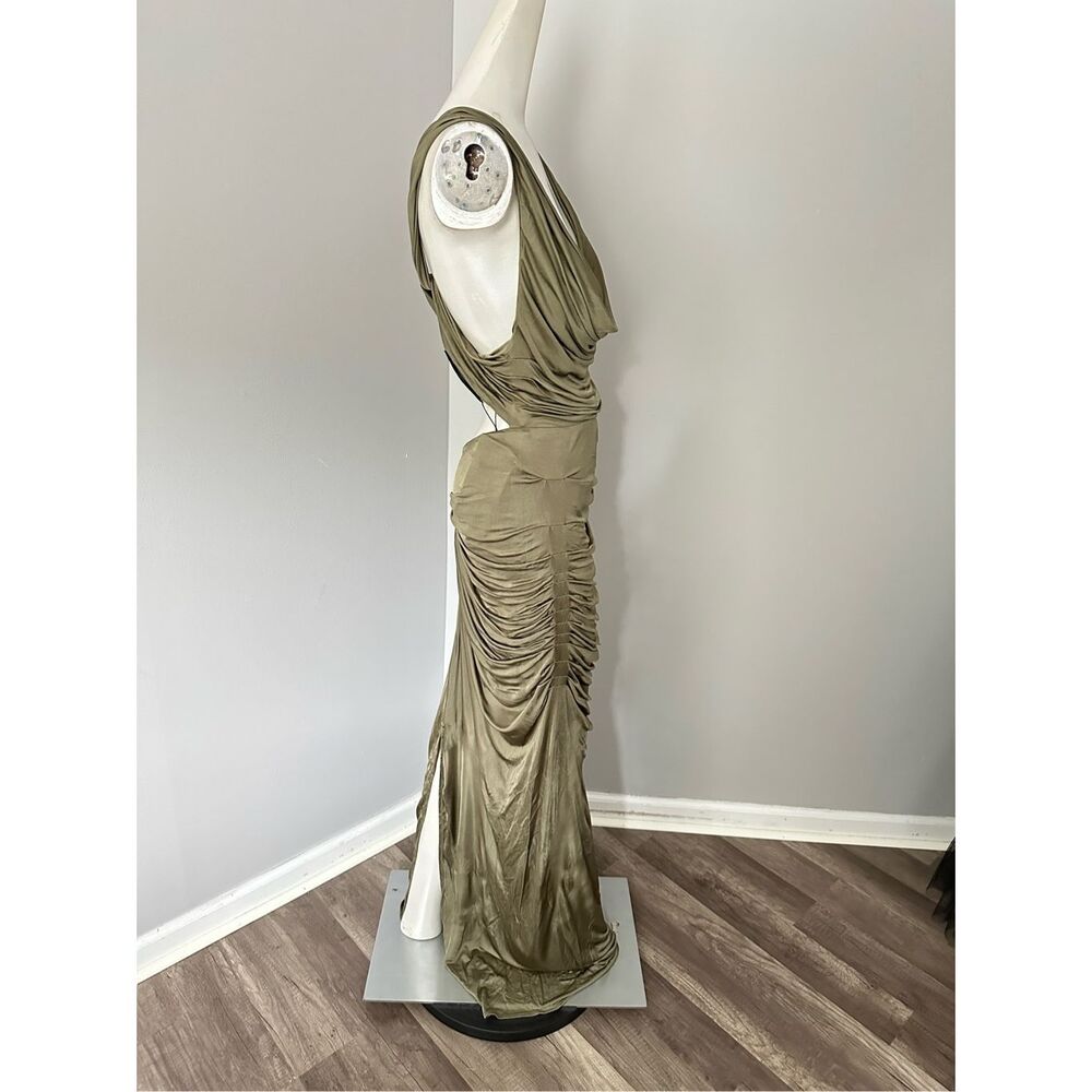 NWT Gauge81 Cowl Neck Ruched Crisscross Open Back Ina Long Dress Cumin Size 36/ - Picture 7 of 9